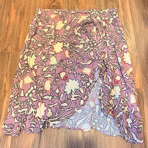 Knox Rose Asymmetrical Skirt in Pink and Cream Floral
